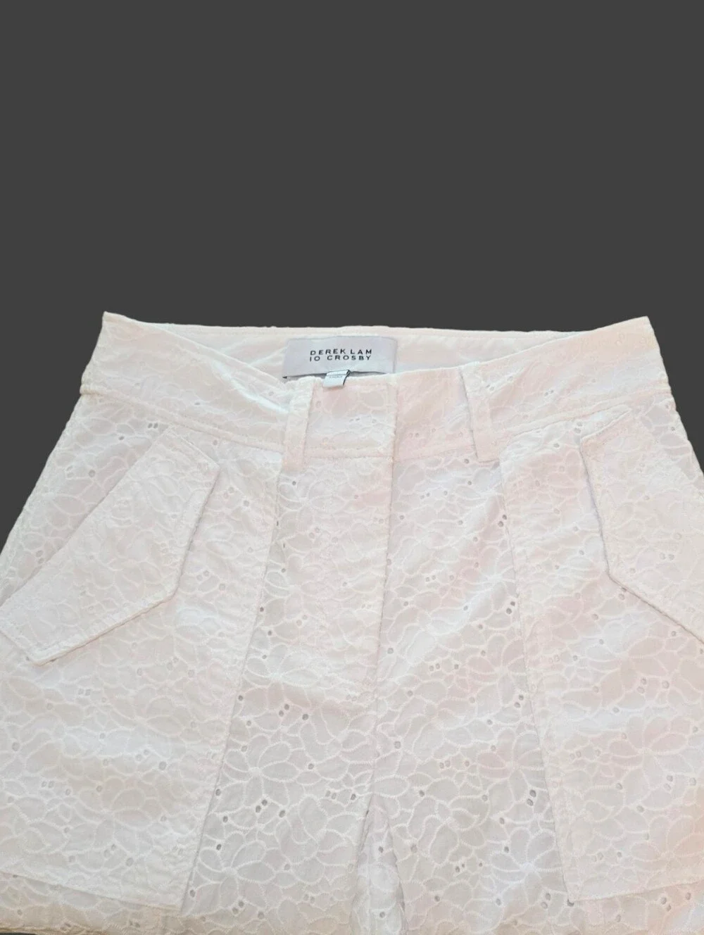 Derek Lam 10 Crosby Mila Floral Eyelet Utility Cropped Pants In White - Picture 6 of 10